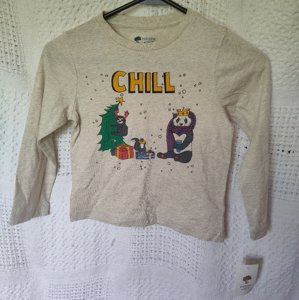 Tucker + Tate Long Sleeve Tee Shirt "Chill" Size 4 100% Cotton